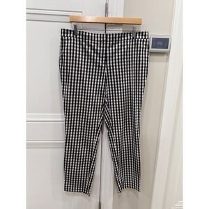 Lafayette 148 New York Black White Gingham Check Slim Leg Pants Size 12